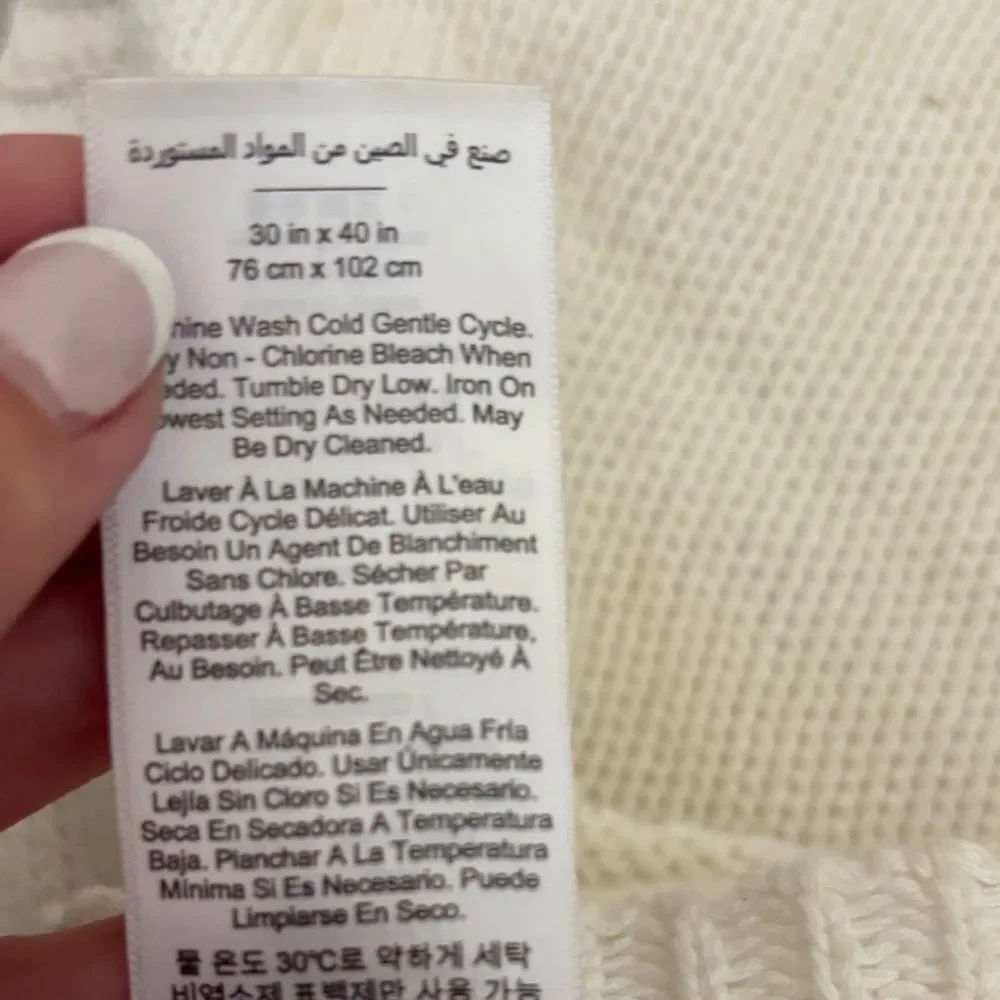 Pottery barn “babe” Cream Knit Blanket with Floral Design